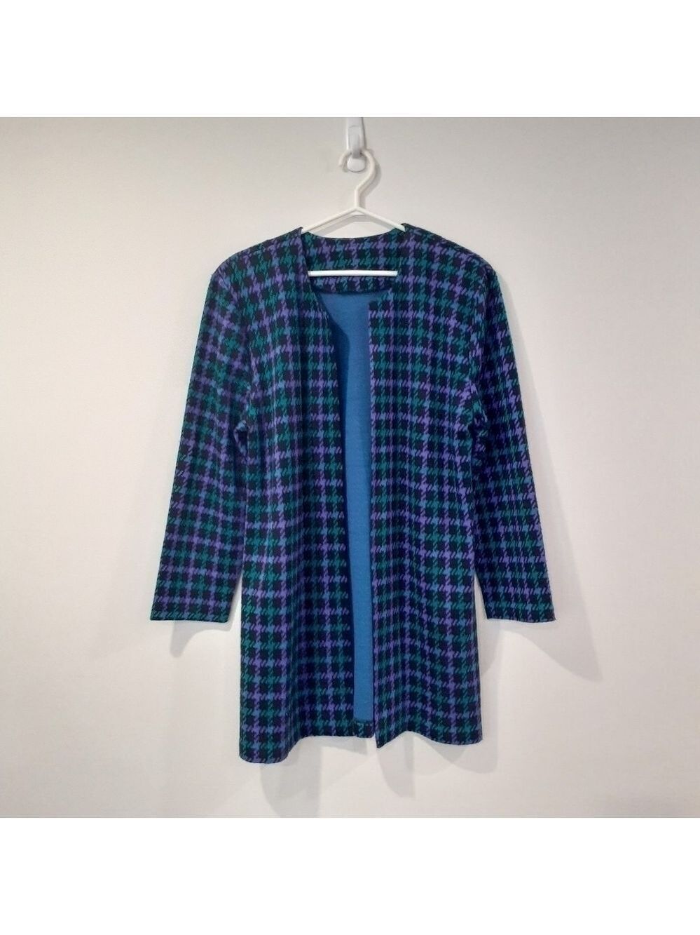 Retro 80's/90's Handmade Open Houndstooth Trench/Cardigan Pullover